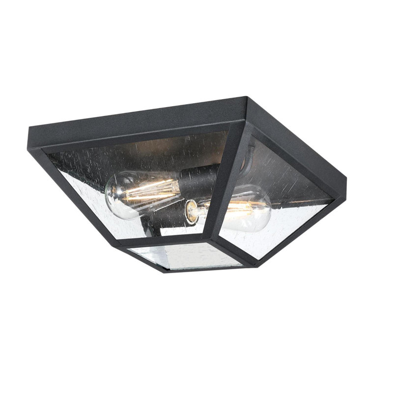 Black Glass 2-Light Outdoor Flush Mount