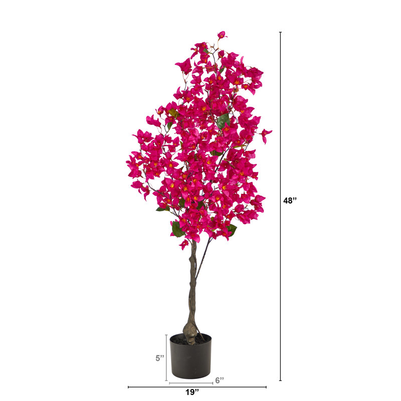 4' Pink Bougainvillea Artificial Tree in Black Pot