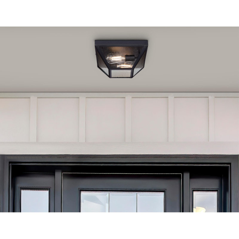 Black Glass 2-Light Outdoor Flush Mount