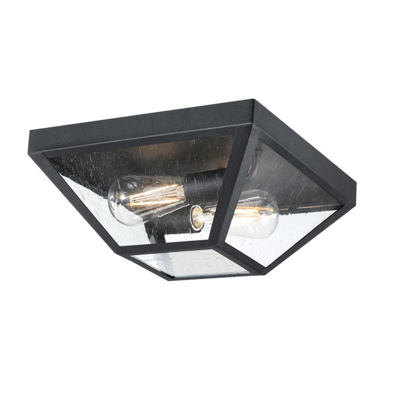 Black Glass 2-Light Outdoor Flush Mount