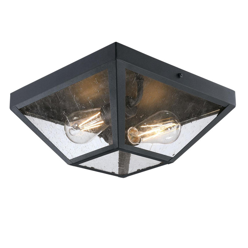 Black Glass 2-Light Outdoor Flush Mount
