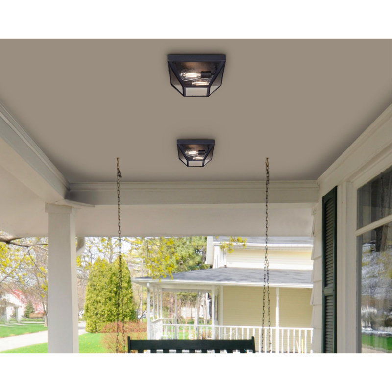 Black Glass 2-Light Outdoor Flush Mount