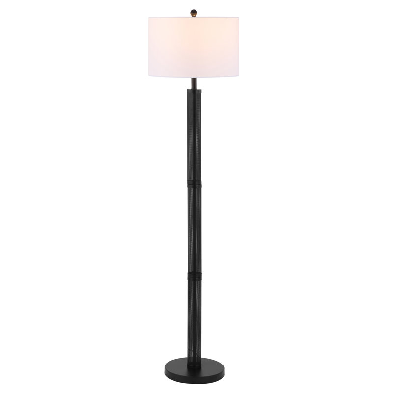 64.75'' Black Metal Mesh Floor Lamp with White Shade