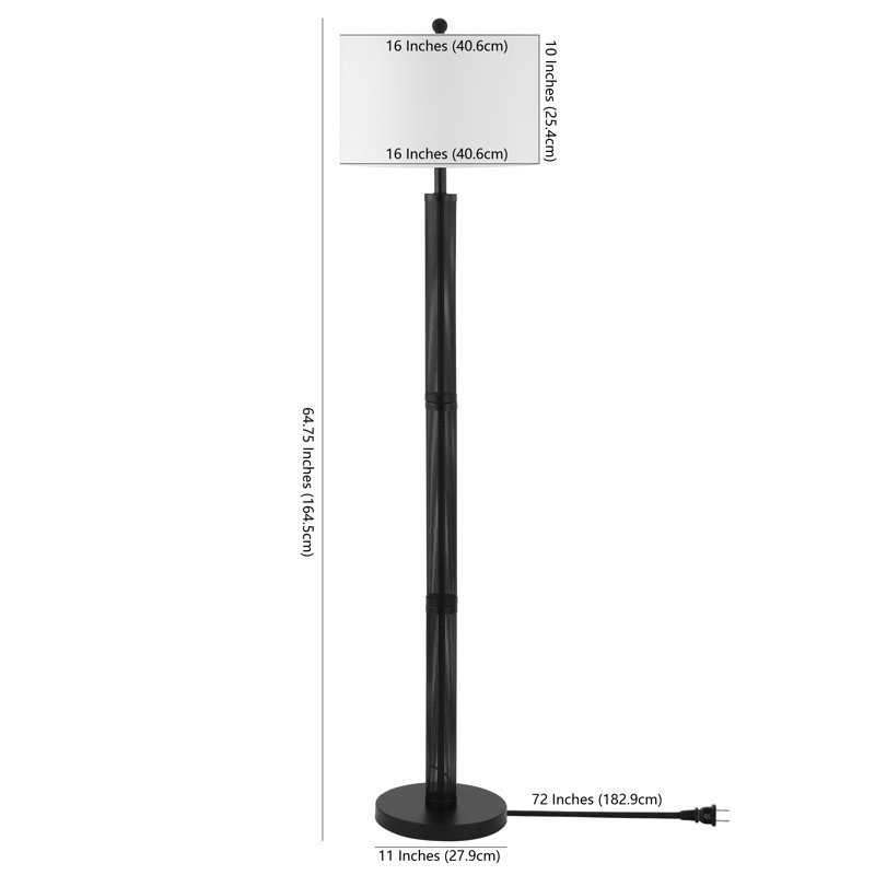 64.75'' Black Metal Mesh Floor Lamp with White Shade