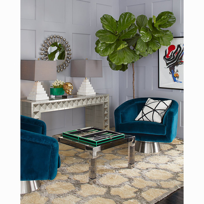 Talitha Nickel-Plated Metal & Wood Waterfall Console