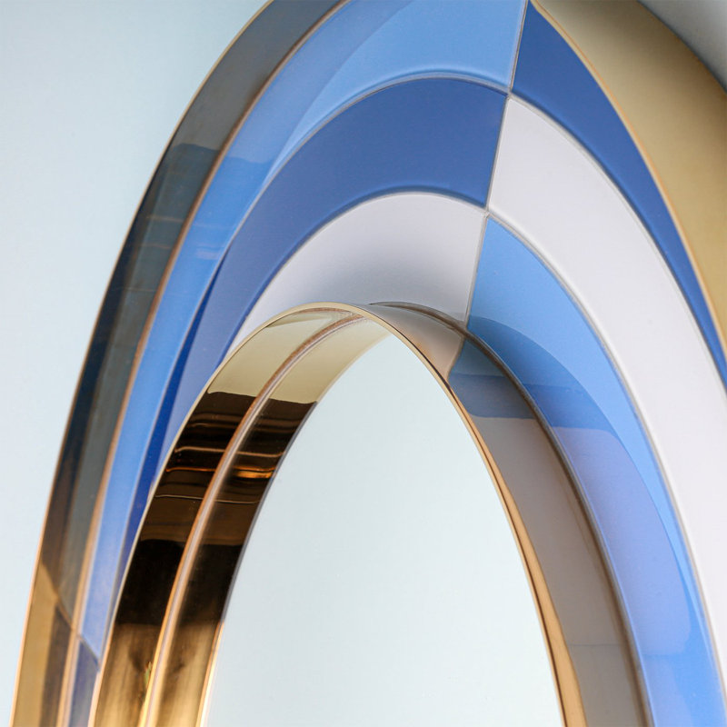 Harlequin 25'' Round Blue Metal and Glass Mirror