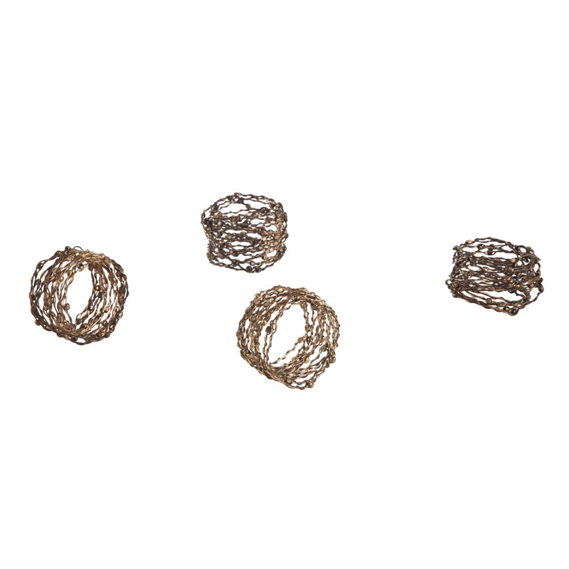 Gold Iron Contemporary Napkin Rings Set of 4