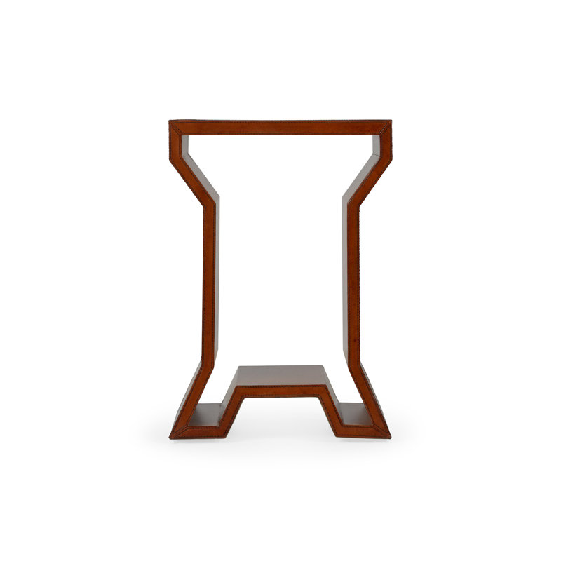 Chelsea House Rectangular Glass Top End Table with Rich Leather Finish