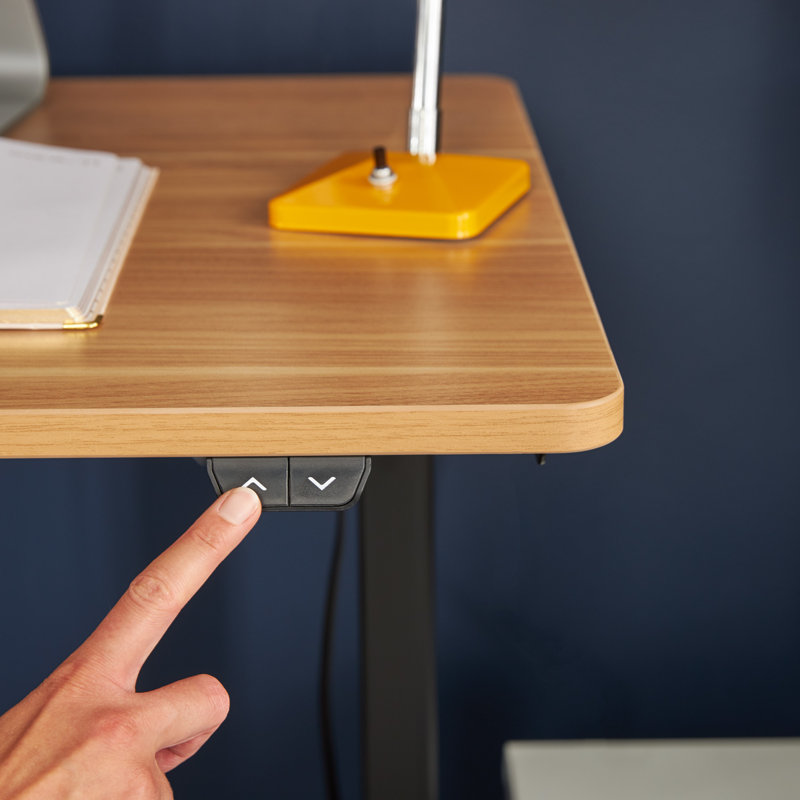 Sleek Adjustable Light Brown Wooden Ergonomic Standing Desk