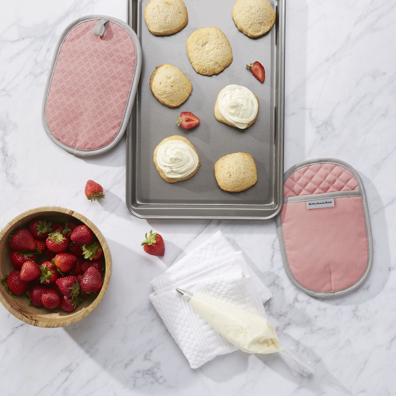 Dried Rose Silicone and Cotton Oval Pot Holder Set