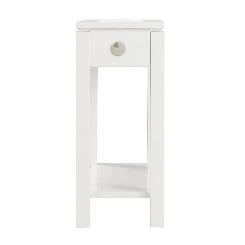Cade White Wood Rectangular Side Table with Storage