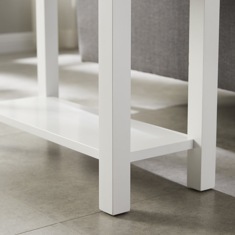 Cade White Wood Rectangular Side Table with Storage
