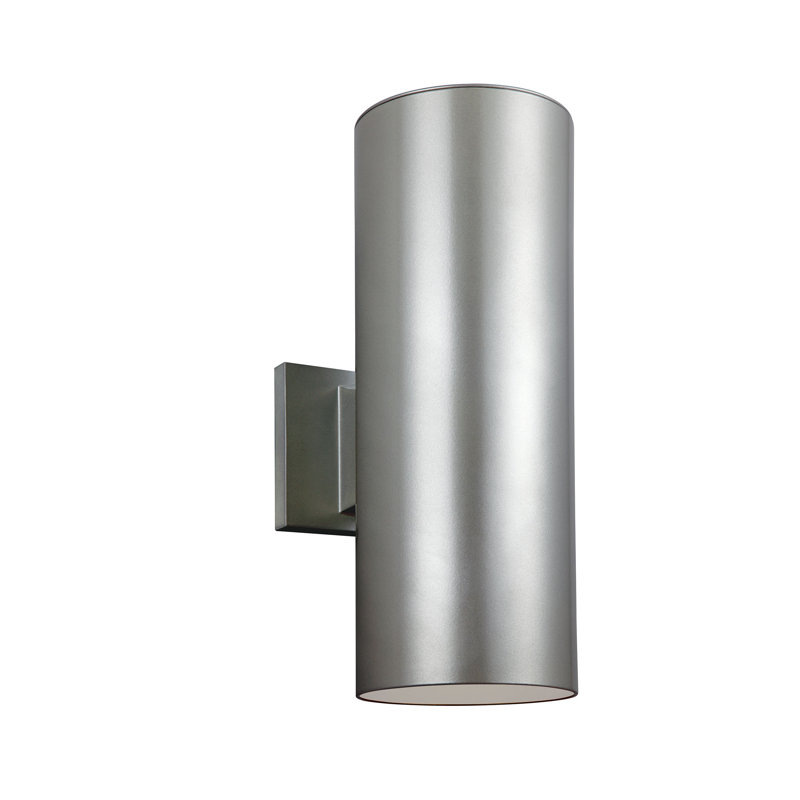 Tall Brushed Nickel Cylinder Outdoor LED Wall Light