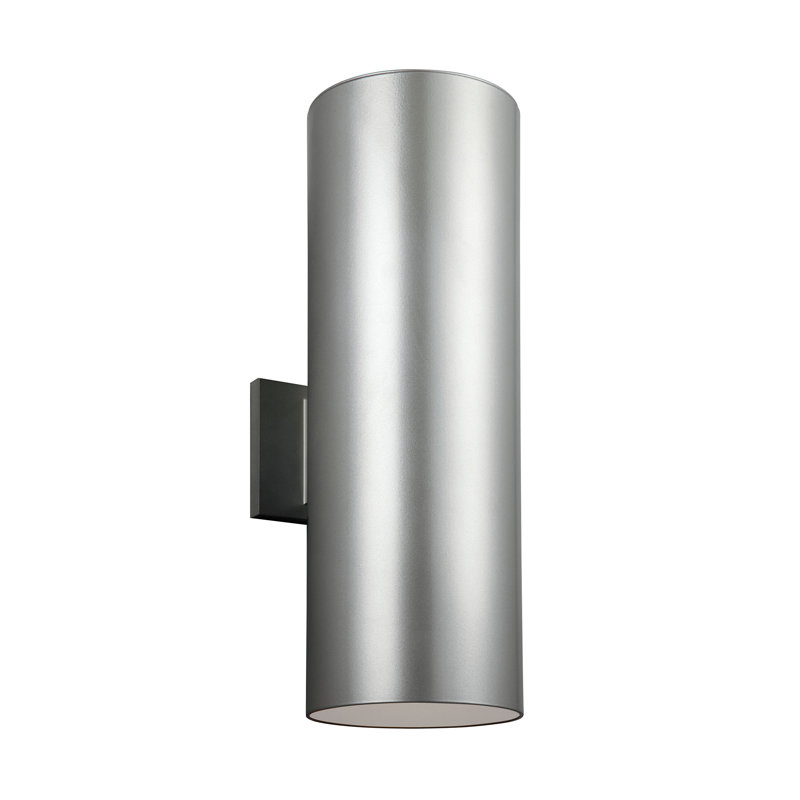 Tall Brushed Nickel Cylinder Outdoor LED Wall Light