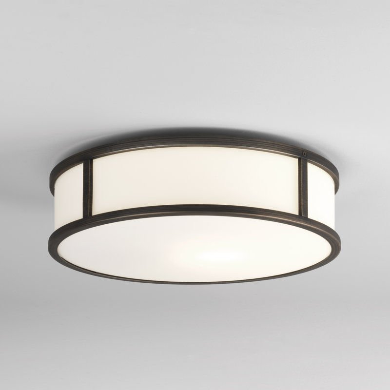Mashiko Bronze Glass Drum LED Flush Mount Ceiling Light