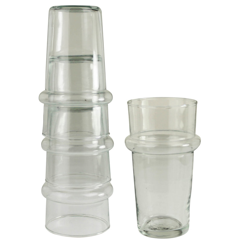 9oz Clear Handmade Stackable Drinking Glass