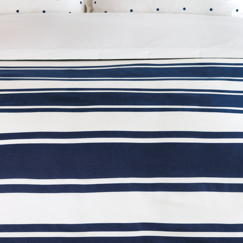 Seaside Serenity Twin White Rayon Striped Duvet Cover