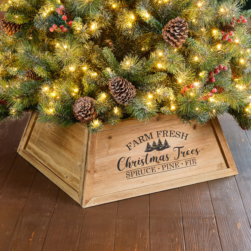 Natural Wooden Trapezoid Christmas Tree Collar