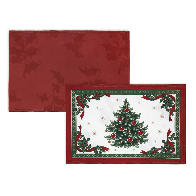Christmas Holiday Red and Green Fabric Placemats Set of 4