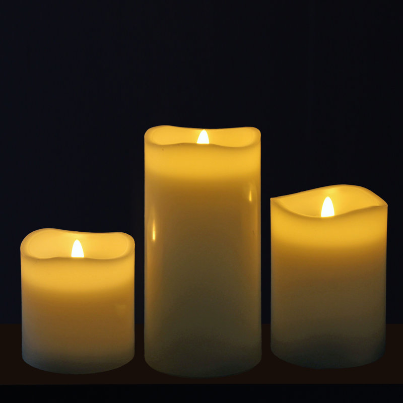 White Flameless LED Pillar Candle Set with Remote