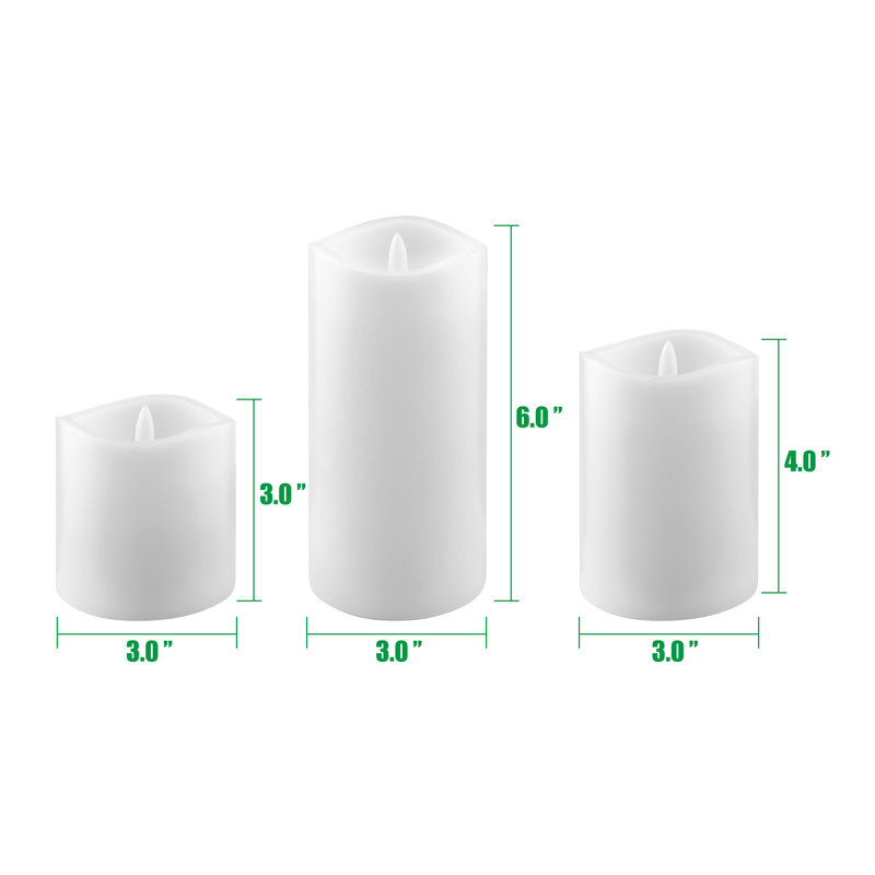 White Flameless LED Pillar Candle Set with Remote