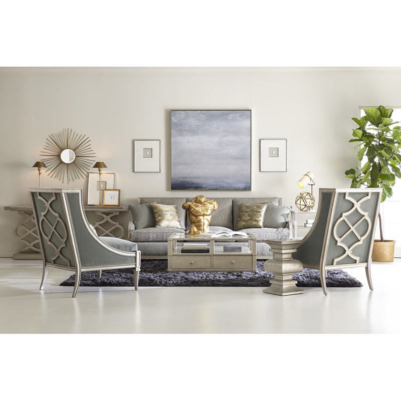 Ellman Square Cocktail Table with Glass Top and Storage in Silver
