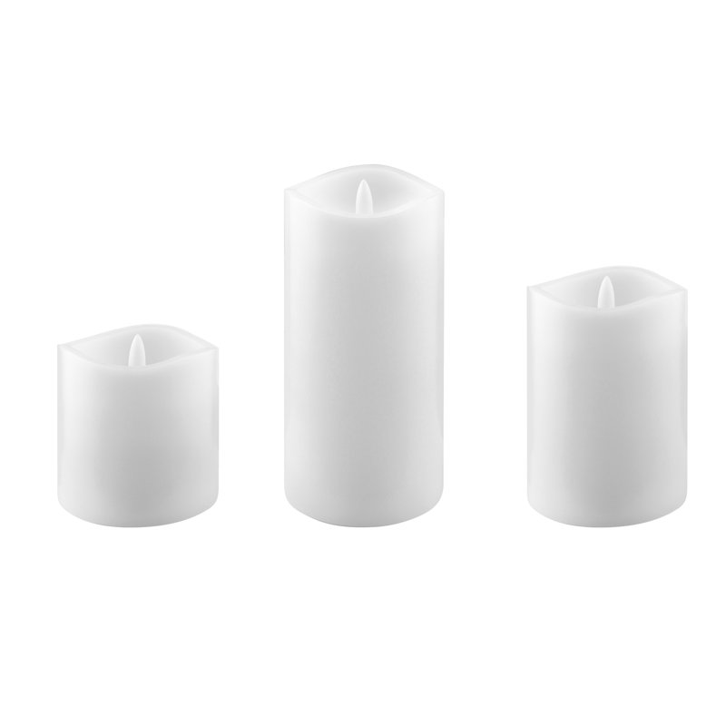 White Flameless LED Pillar Candle Set with Remote