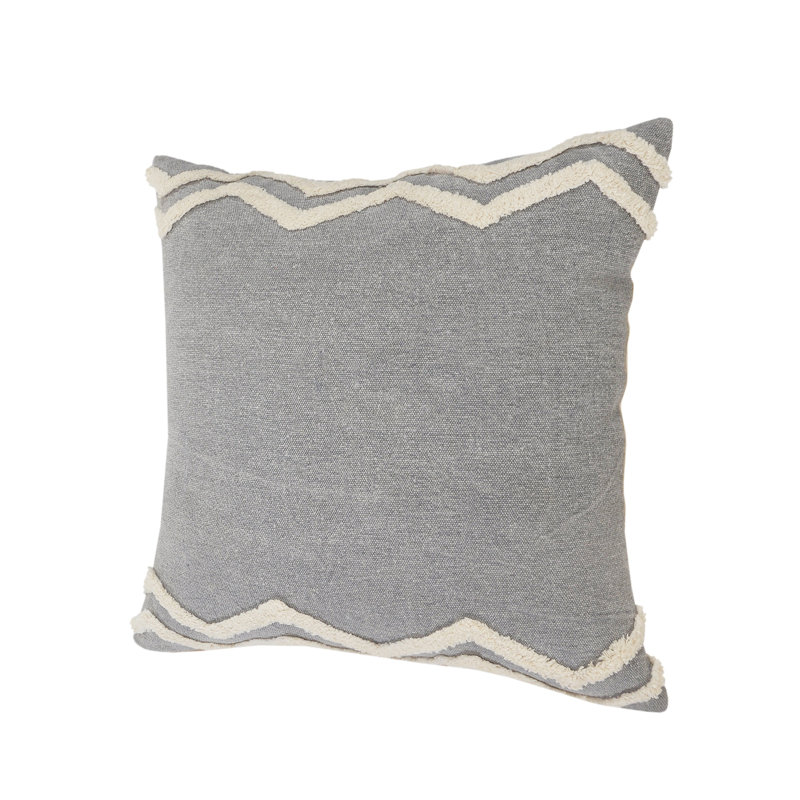 Elevated Classic Chevron Bordered 20" Square Throw Pillow in Gray & White