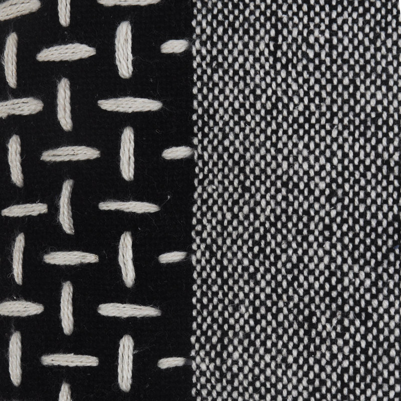 LR Home Interwoven Dash 20" Square Black/White Cotton Throw Pillow with Tassels