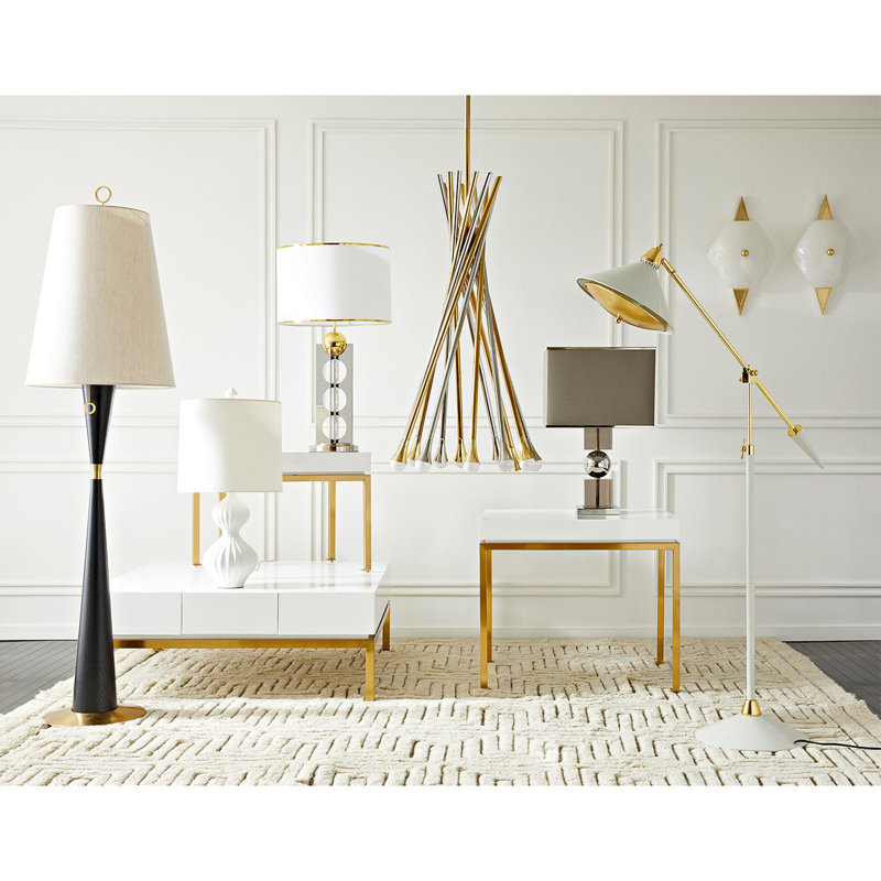 Adjustable White Brass Edison Task Floor Lamp