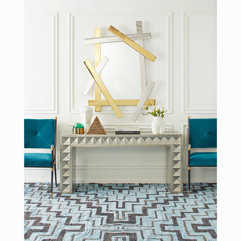 Talitha Nickel-Plated Metal & Wood Waterfall Console