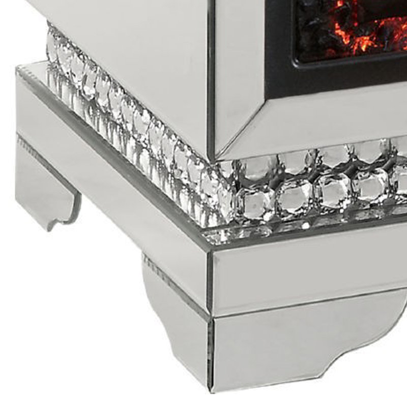 Annemore Mirrored 21'' Electric Fireplace with Faux Diamonds