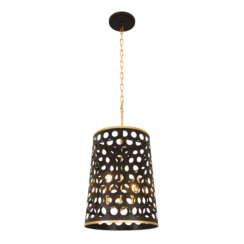 Bailey 22.5" Matte Black and French Gold Art Deco Pendant Light