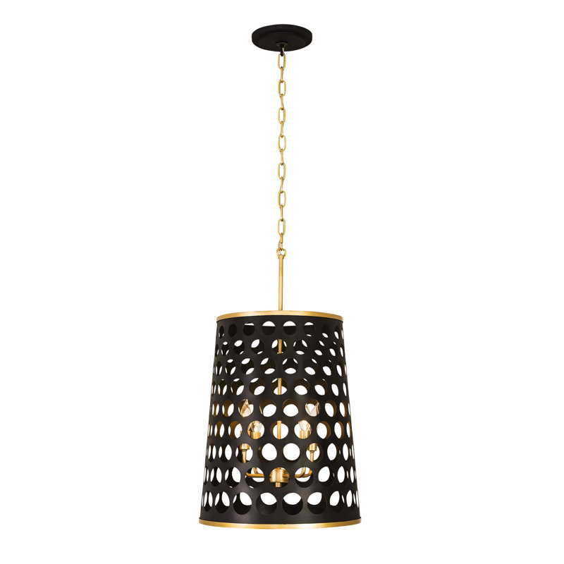 Bailey 22.5" Matte Black and French Gold Art Deco Pendant Light