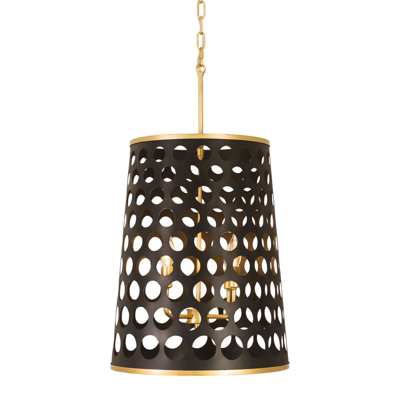 Bailey 22.5" Matte Black and French Gold Art Deco Pendant Light