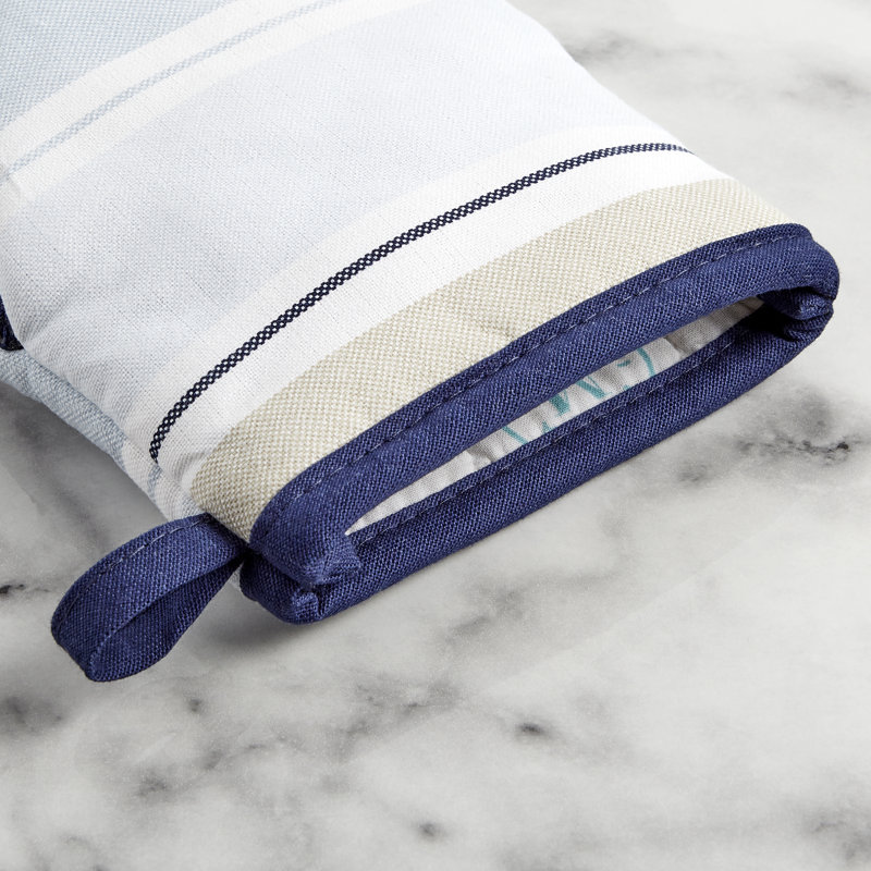 Blue Stripe Heat Resistant Silicone Mini Oven Mitts, 2-Piece Set