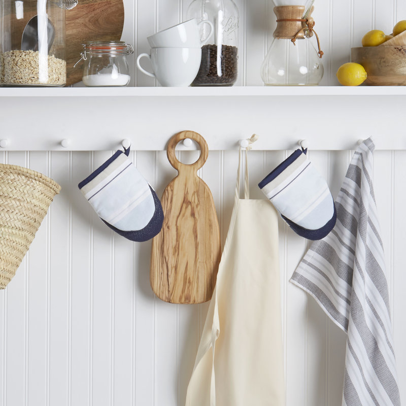 Blue Stripe Heat Resistant Silicone Mini Oven Mitts, 2-Piece Set