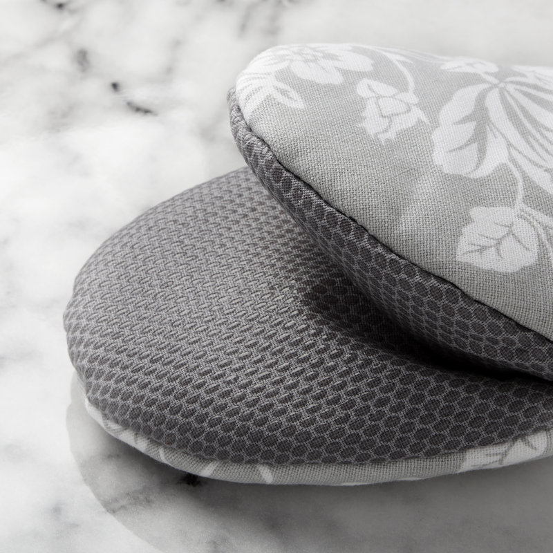 Gray Floral Vine Silicone Grip Mini Oven Mitt Set, 2 Piece