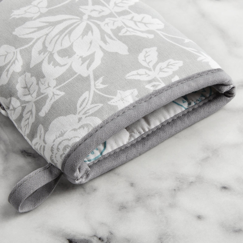 Gray Floral Vine Silicone Grip Mini Oven Mitt Set, 2 Piece
