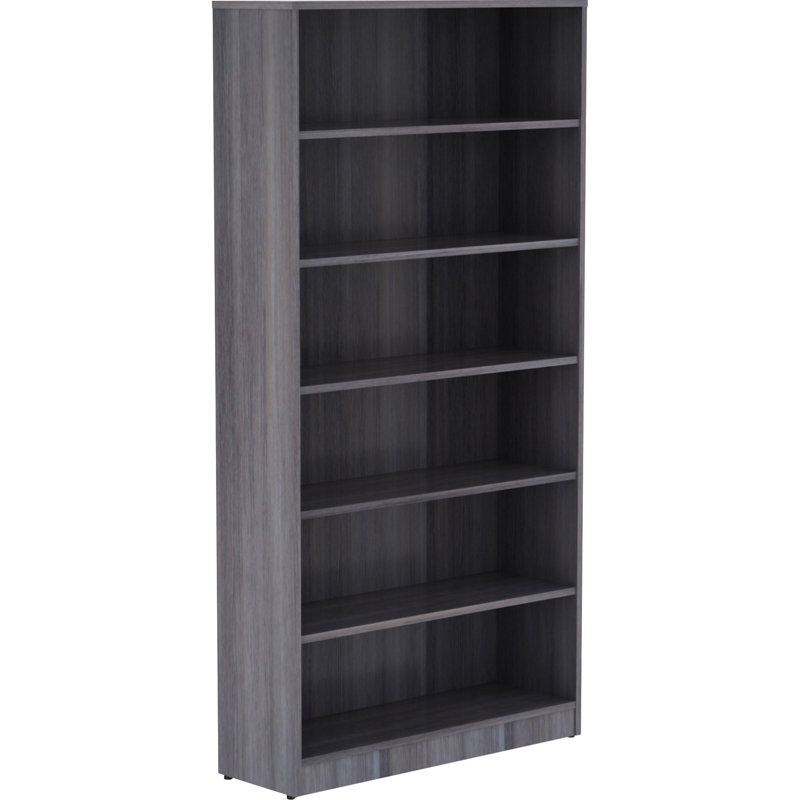 Weathered Charcoal Adjustable 6-Shelf Laminate Bookcase