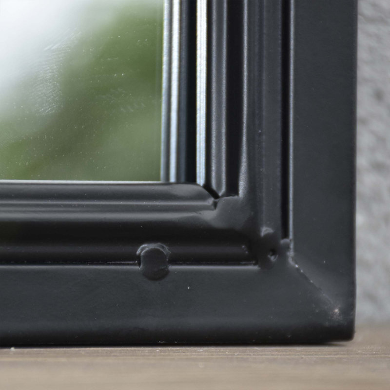 Elegant Classic 48" Rectangular Windowpane Wall Mirror in Black