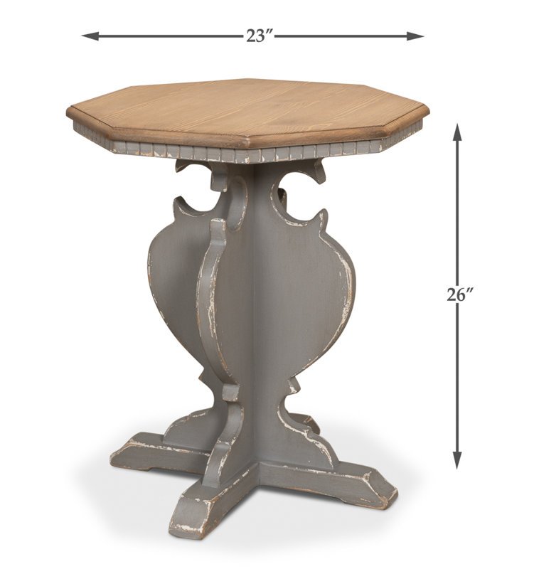 Traditional Octagonal Green Wood & Metal Side Table with Storage