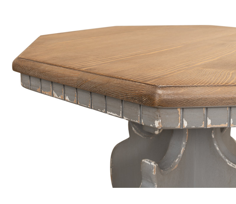 Traditional Octagonal Green Wood & Metal Side Table with Storage