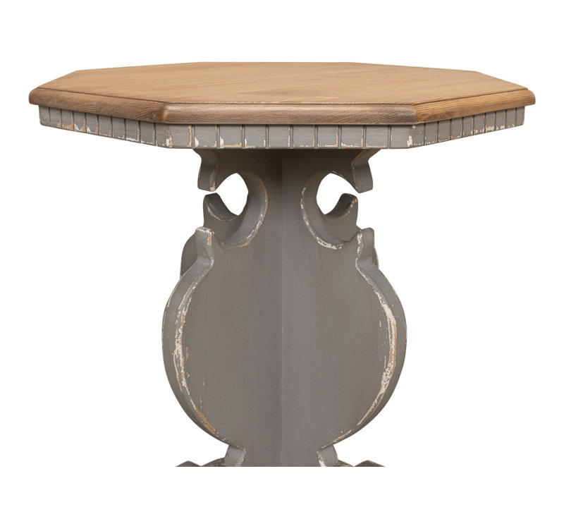 Traditional Octagonal Green Wood & Metal Side Table with Storage