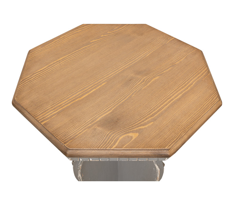 Traditional Octagonal Green Wood & Metal Side Table with Storage