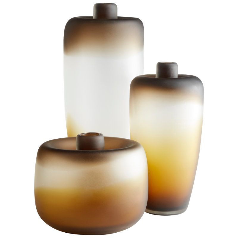 Handmade Gradient Amber and White Glass Table Vase