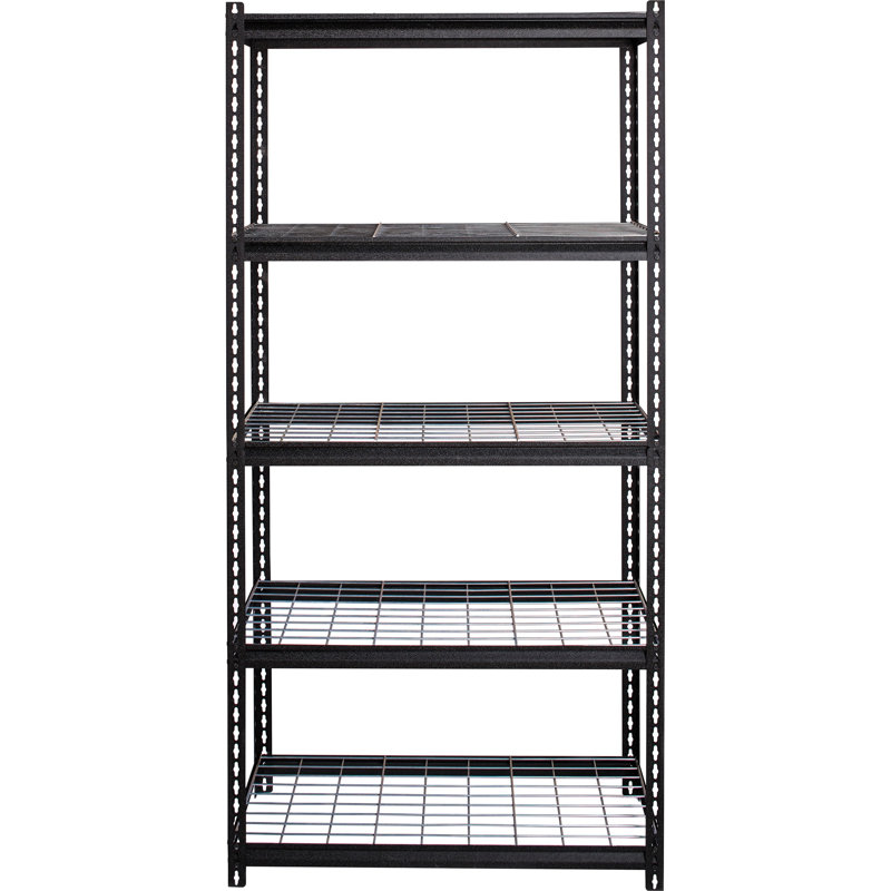 Black Steel Adjustable Wire Deck Shelving Unit, 72" x 36" x 18"