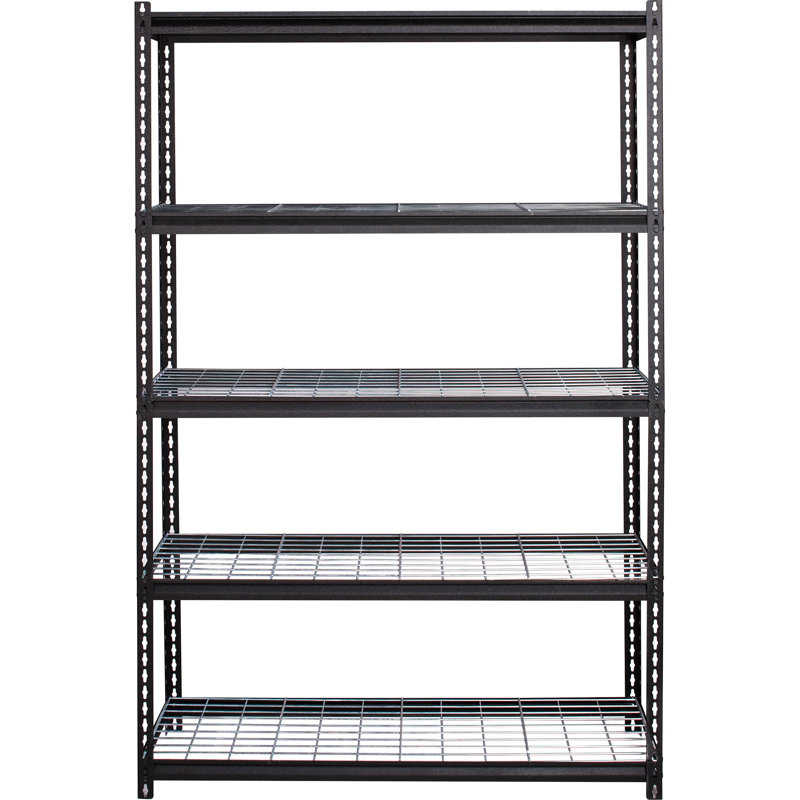 Adjustable Black Steel Wire Shelving Unit, 72"H x 48"W