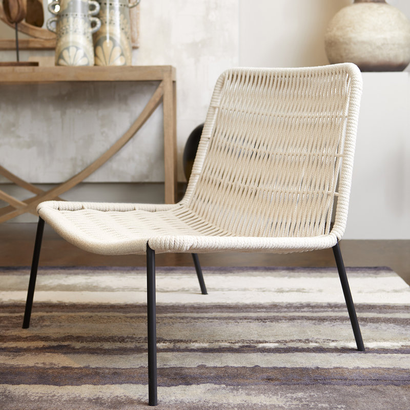 Althea White Cotton Rope and Iron Accent Chair
