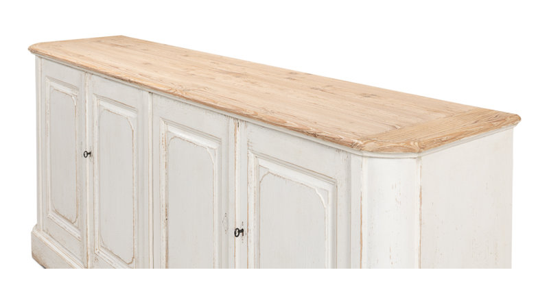 Antique Whitewash Pine 4-Door Sideboard